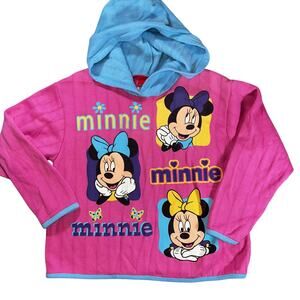Vintage Minnie Mouse Pink & blue with daisy's pull over hoodie sweatshirt 7/8